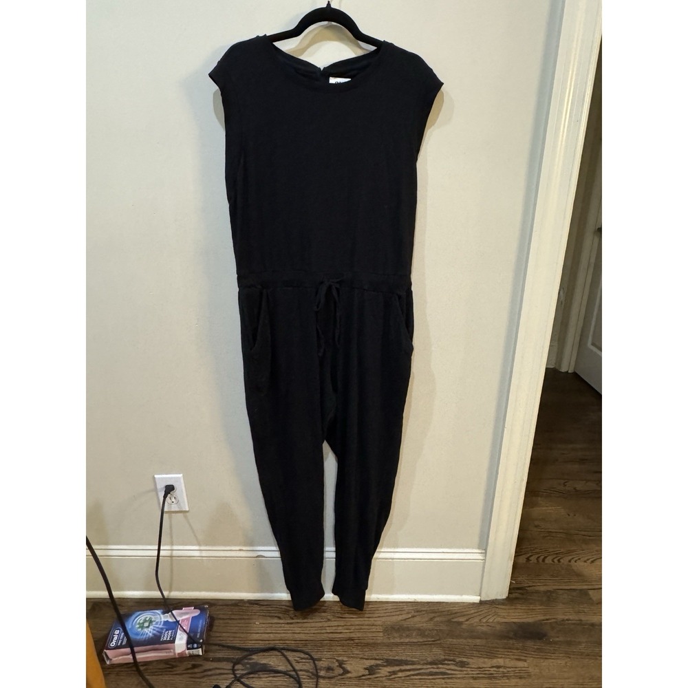 Pact Black Organic Cotton All Day Easy Boho Resort Overall Jumpsuit Size Large - Picture 2 of 9